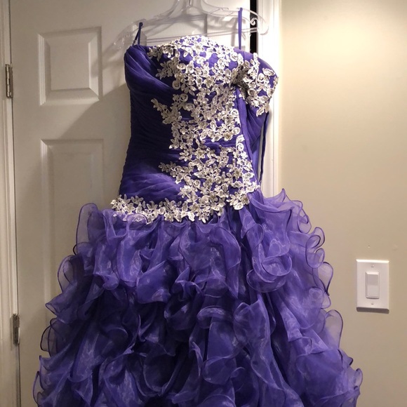 Strapless Purple Prom Dress- Corset Back - Picture 1 of 5